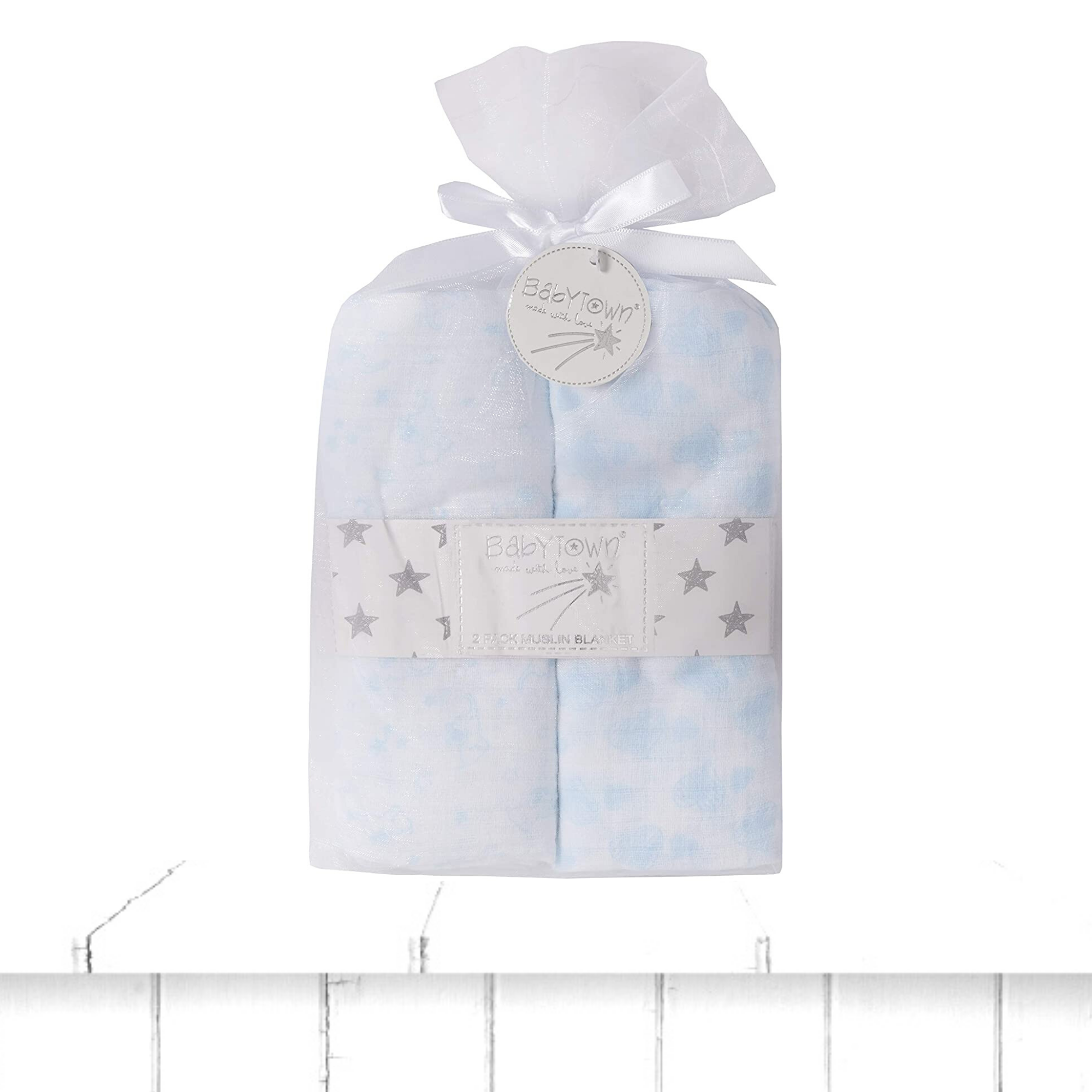 two pack blue muslin gift set