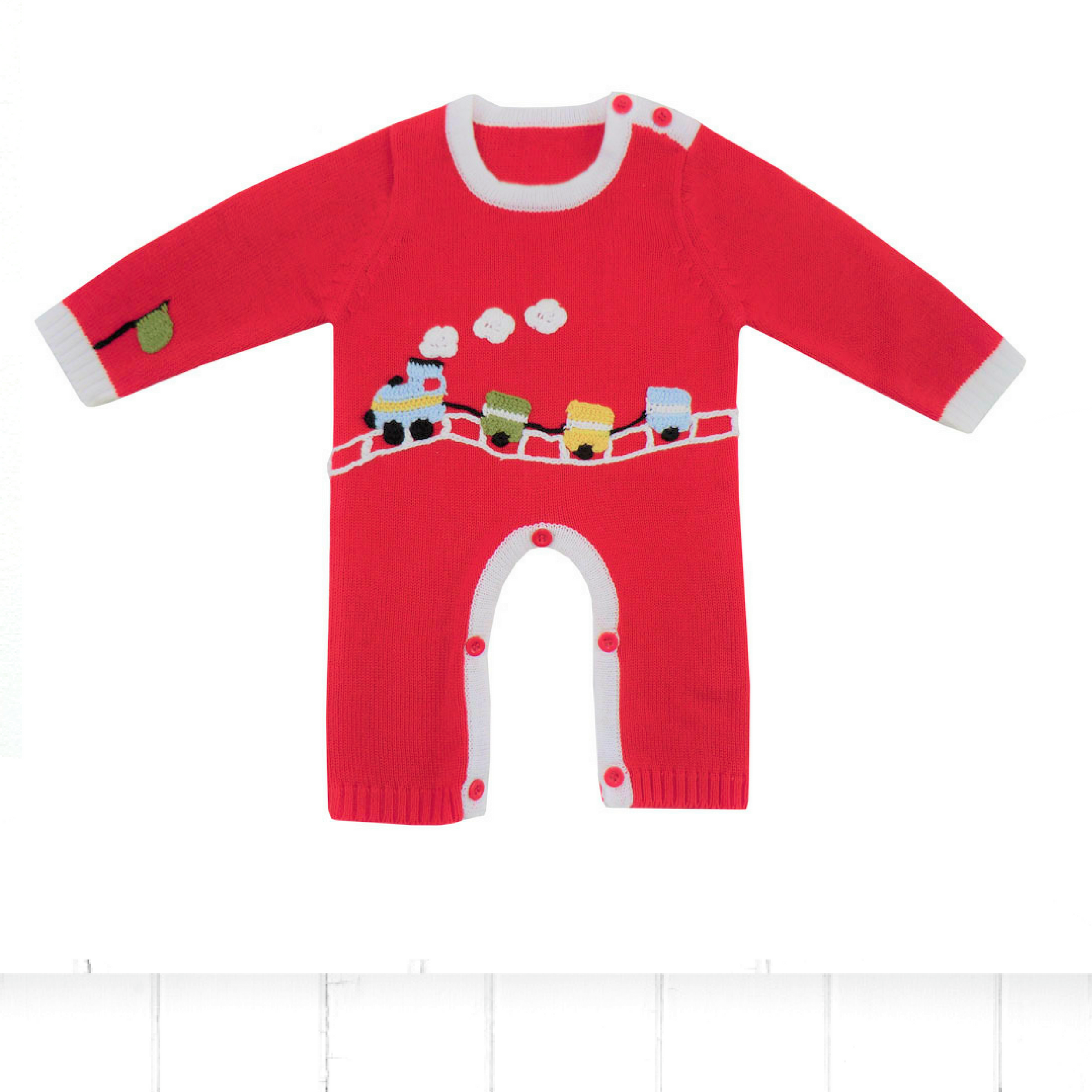 Christmas Train Romper and Toy Knitted Gift Set