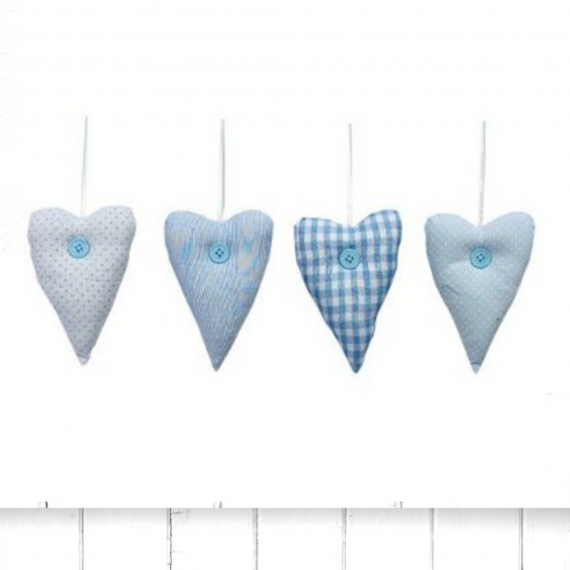 blue padded hanging hearts