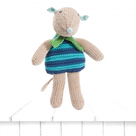 knitted mouse rattle blue