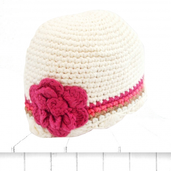 crochet cotton baby hat cream