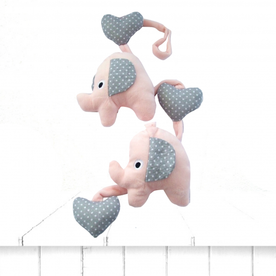 pink elephant hanging garland nursery decor