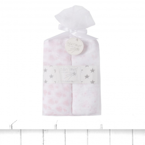 two pack pink muslin gift set