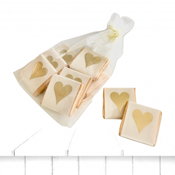 gold heart chocolate square