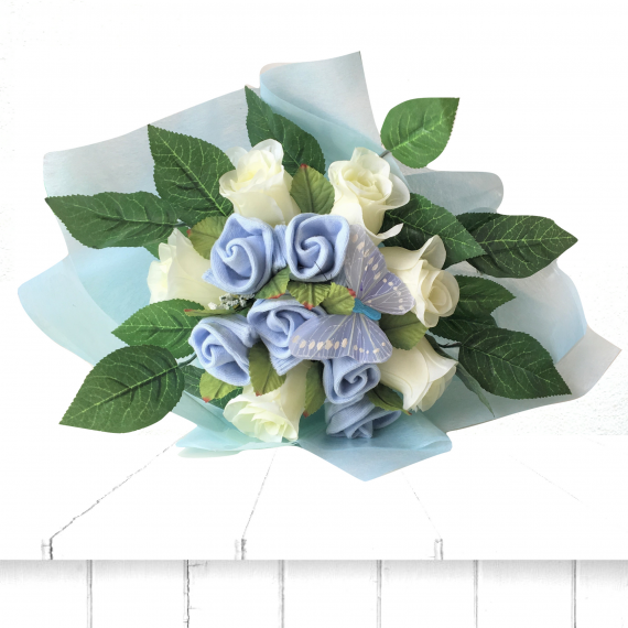 rosy posy baby bouquet blue